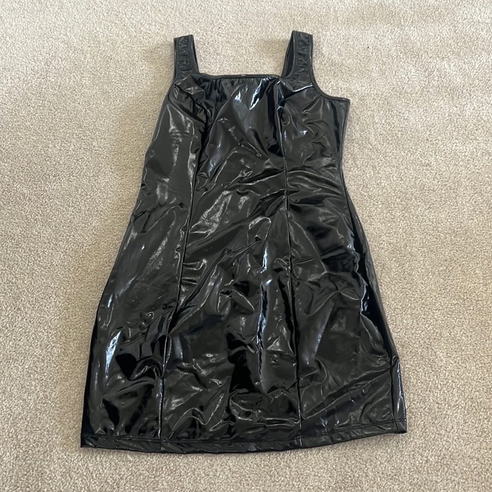 Black “pleather” mini dress worn once